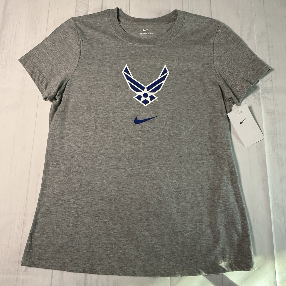 NEW USAF Air Force Nike Heathered Gray Crew Neck SS Tee Shirt Women's M